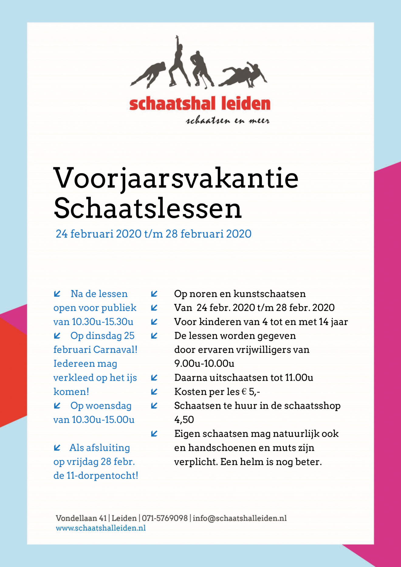 Poster Voorjaarsvakantie 2020 SchaatshalLeiden